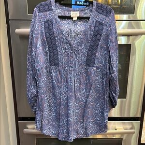 Essentials Purple‎ Embellished 3/4 Sleeve Blouse